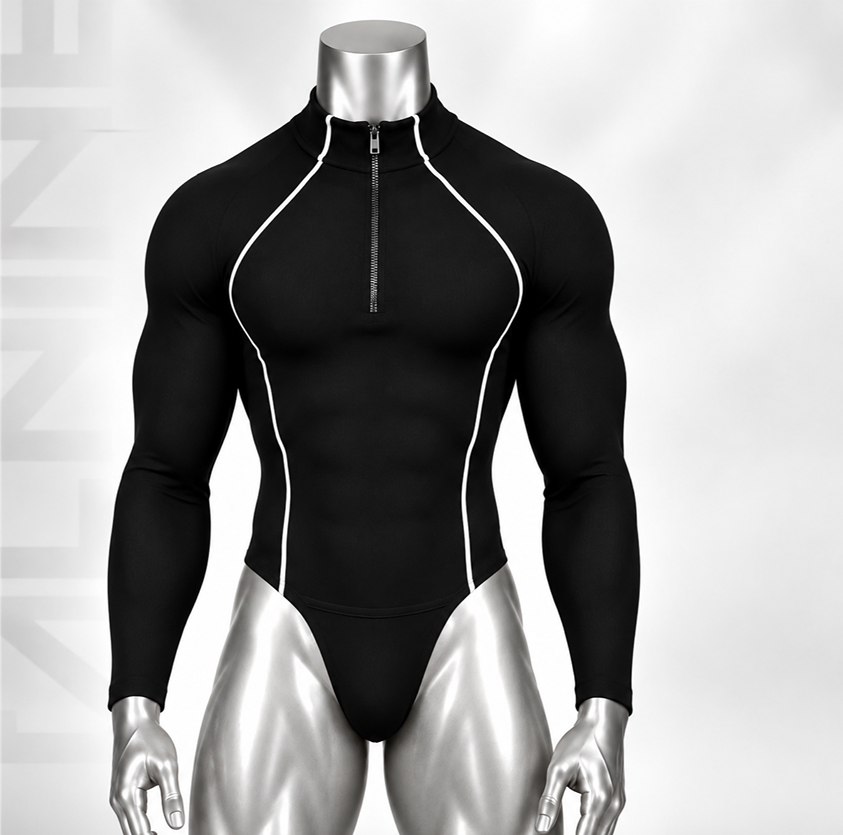 بادی ورزشی مردانه آستین بلند یقه ایستاده زیپ‌دار کد s126