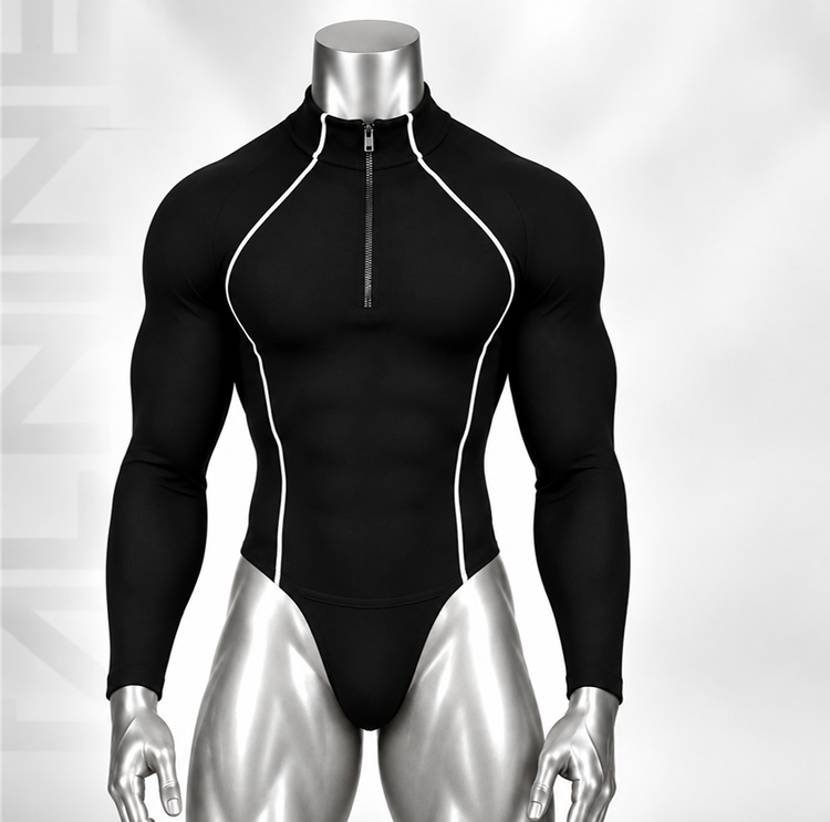 بادی ورزشی مردانه آستین بلند یقه ایستاده زیپدار کد s126