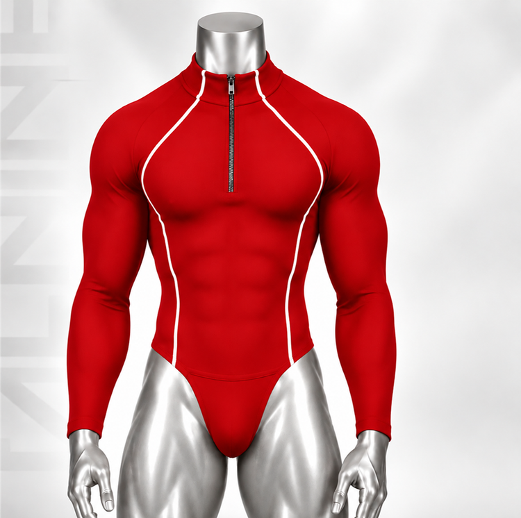 بادی ورزشی مردانه آستین بلند یقه ایستاده زیپدار کد s126
